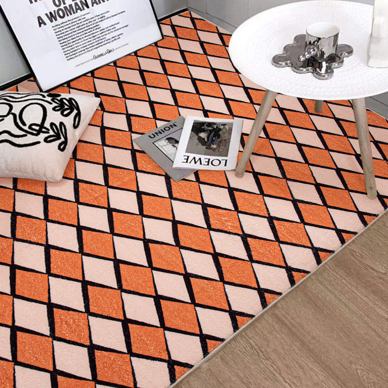 Modern Minimalist Diamond Checkerboard Rug