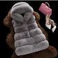Waistcoat Faux Fur Vest Women Hooded Faux Fox