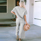 Loose Short Sleeve Trousers Suit Women