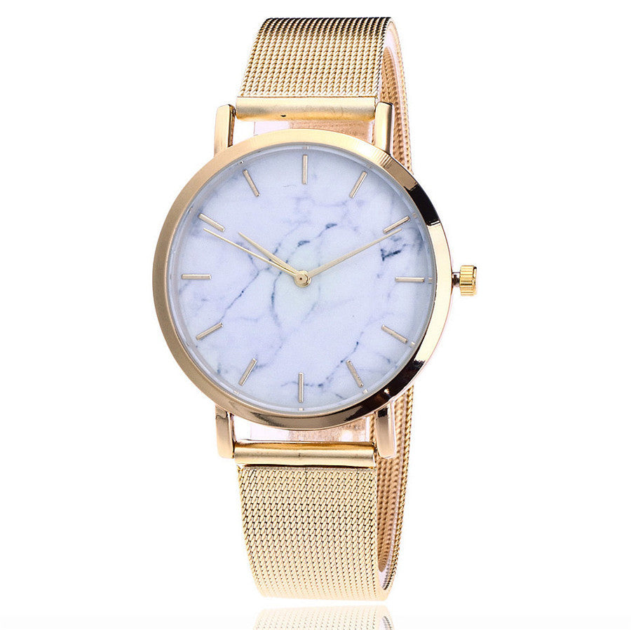 Vansvar fashion brand silver and gold mesh band  wristwatch