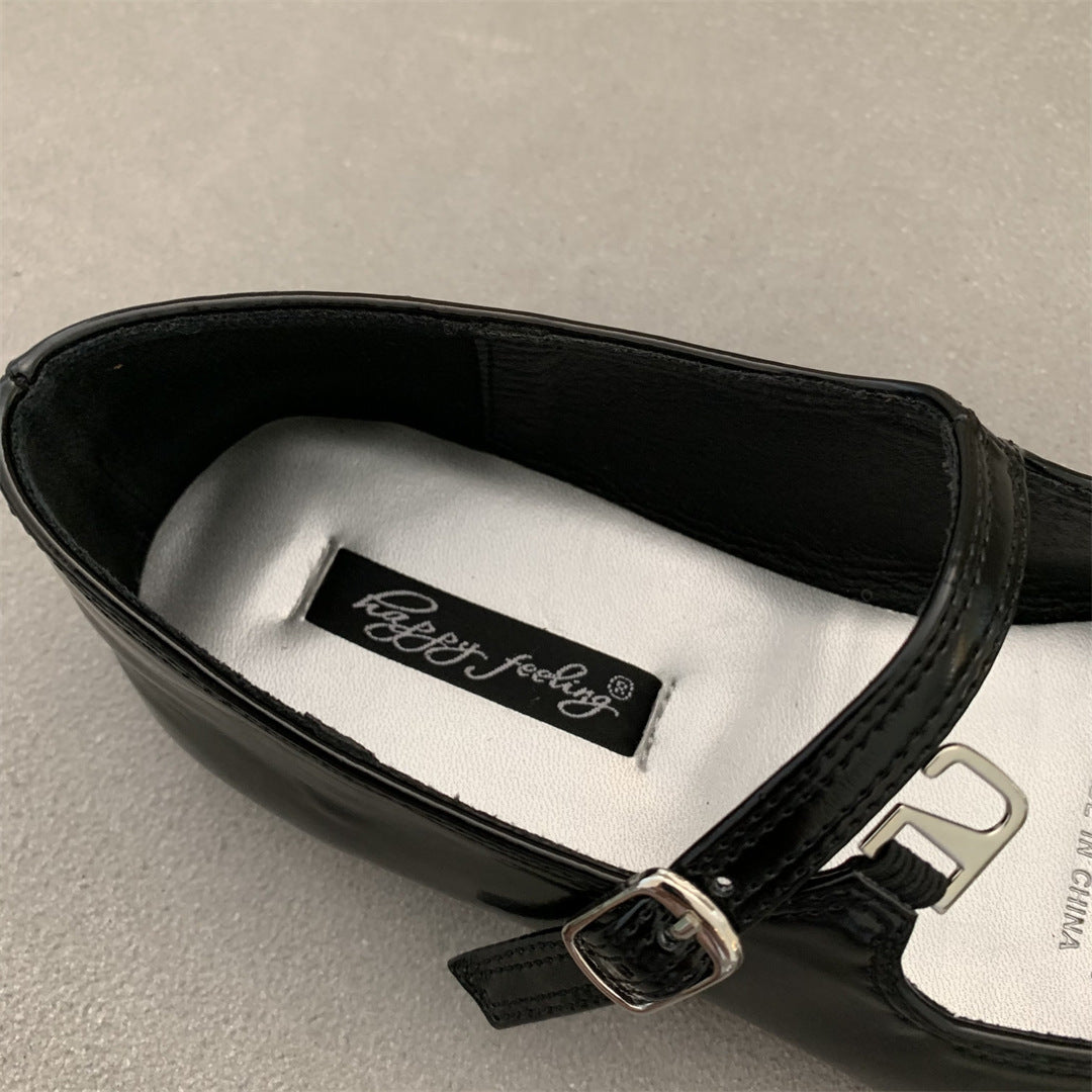 Cross Buckle Flats Women's Retro