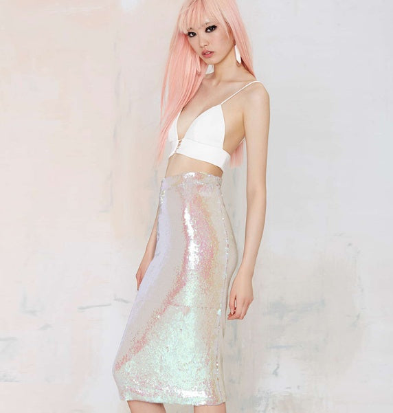 HDY Haoduoyi Women Summer Fashion Retro High Waist Skirt