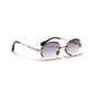 Women Oval crystal glasses eye ear ladies Rimless