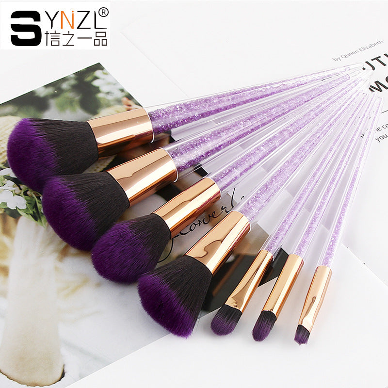 7 Purple Crystal Makeup Brushes Beginner Beauty Tools Brush Set New
