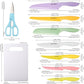 Color-coded Stainless Steel 30-piece Knife Set With Kitchen Cutting Board And Scissors, Rust-resistant And Dishwasher-safe