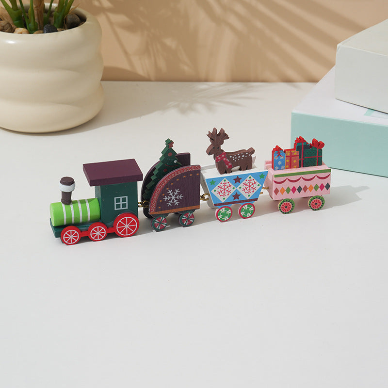 Christmas Decorations Wooden Train Children's Gifts