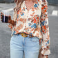 Women's Tops Casual Floral Print V Neck Long Sleeve Shirts Loose Chiffon Blouses Shirts Tops