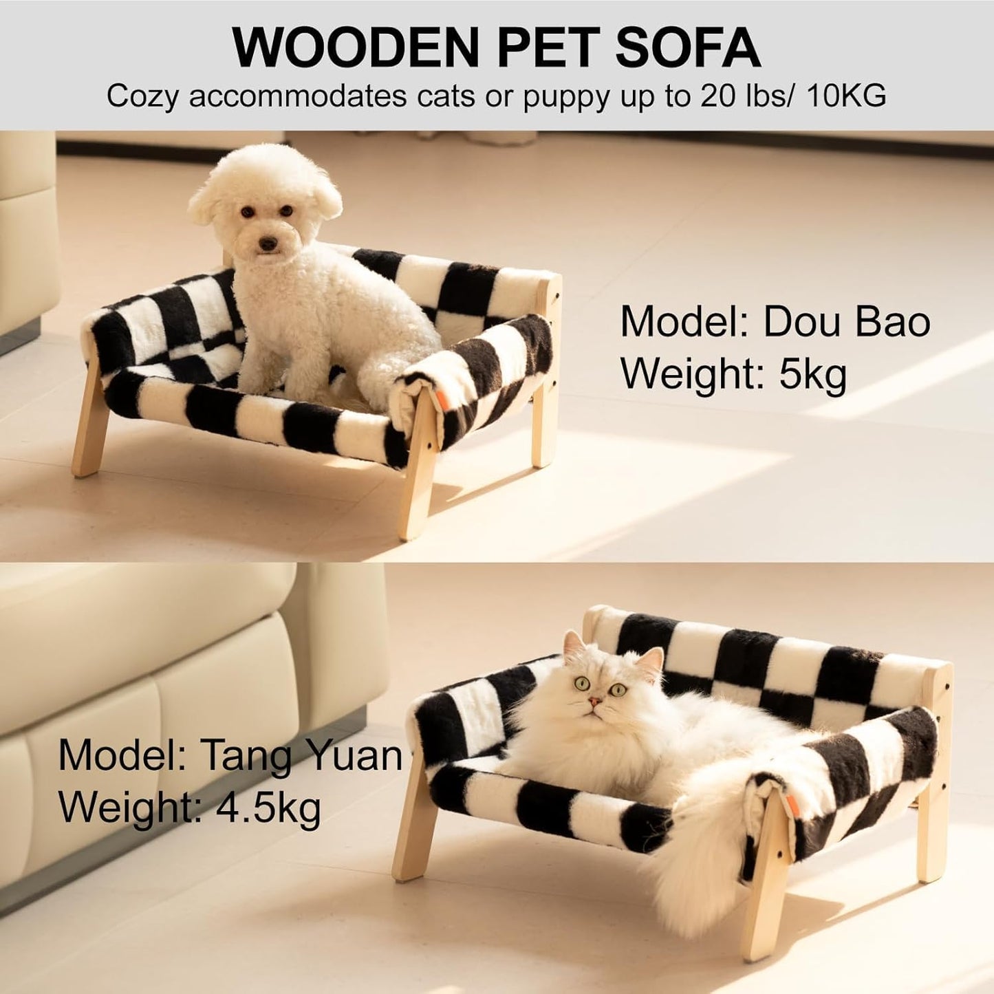 MEWOOFUN Raised Cat Bed With Wooden Legs