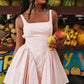 Square Neck Sleeveless Dress With Backless
