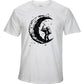 Digging The Moon Print Casual Mens O-neck T Shirts Fashion Men's Tops Men T-shirt Short Sleeve Men Tshirt
