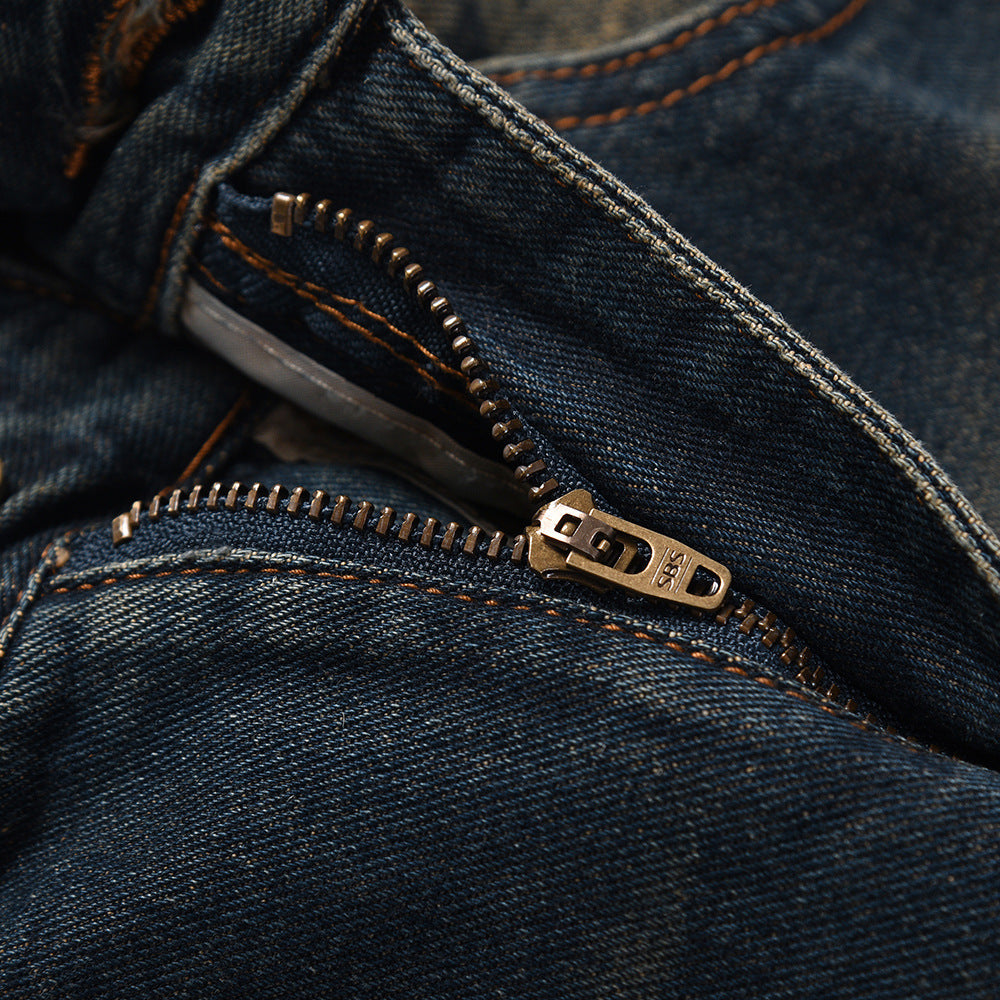 Inkjet Denim Straight-leg Trousers Men