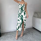 Summer Printed Suspender Split Dress