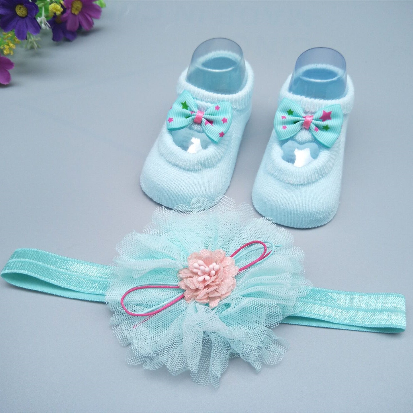 New Baby Girl Socks Headband Gift Box