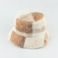 Plush Plaid Flat-top Basin Hat Flannel Warm Hat Women
