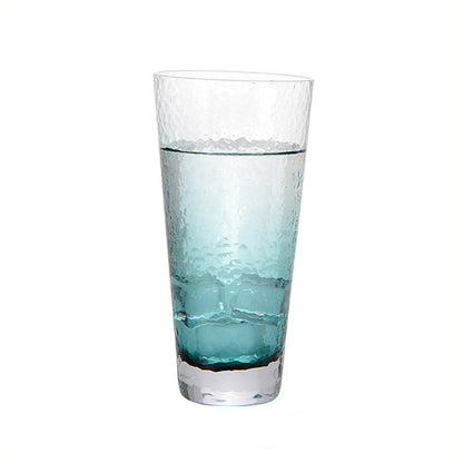 Ink Blue Hammer Patterned Glass Water Cup