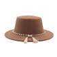Fashion Flat Brim Top Hat Women Flat Top Woolen Hat