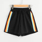 Women Rainbow Striped Elastic Shorts