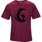 Digging The Moon Print Casual Mens O-neck T Shirts Fashion Men's Tops Men T-shirt Short Sleeve Men Tshirt