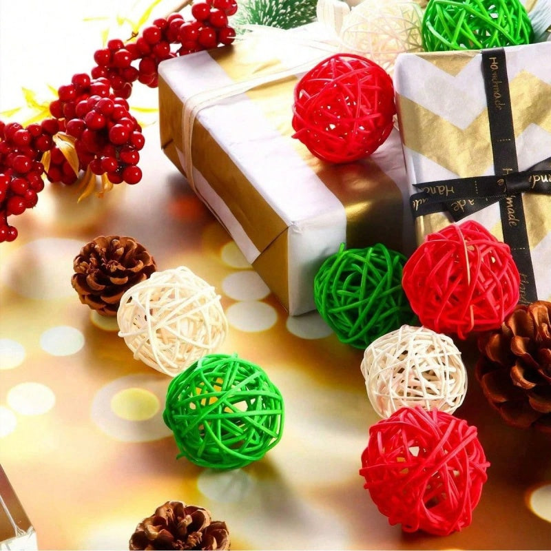 30 Pcs Christmas Rattan Balls Decorations Christmas Wicker Balls