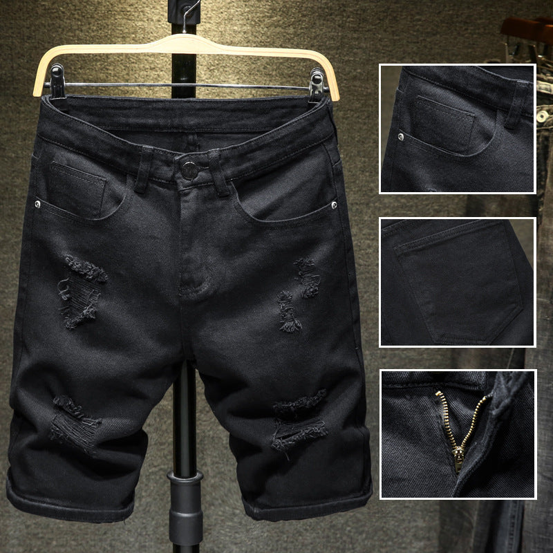 Men's Jeans Shorts Ripped Thin Breeches