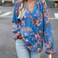 Women's Tops Casual Floral Print V Neck Long Sleeve Shirts Loose Chiffon Blouses Shirts Tops