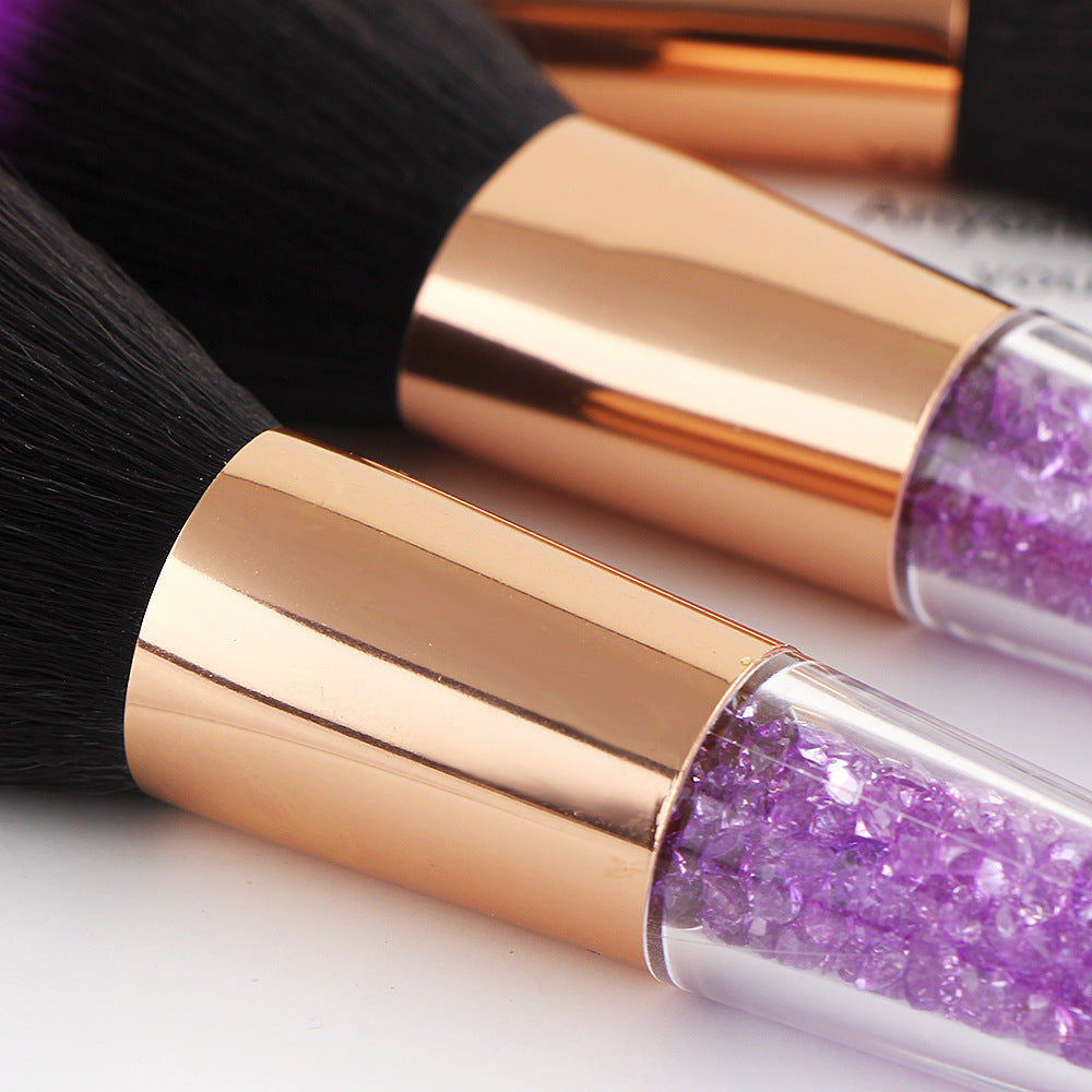 7 Purple Crystal Makeup Brushes Beginner Beauty Tools Brush Set New