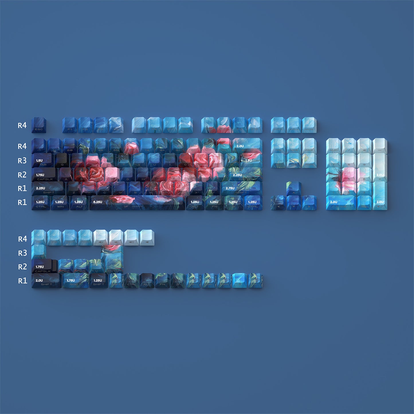 Oil Painting Style Side Carving Transparent Original PBT Atk68 Key Cap