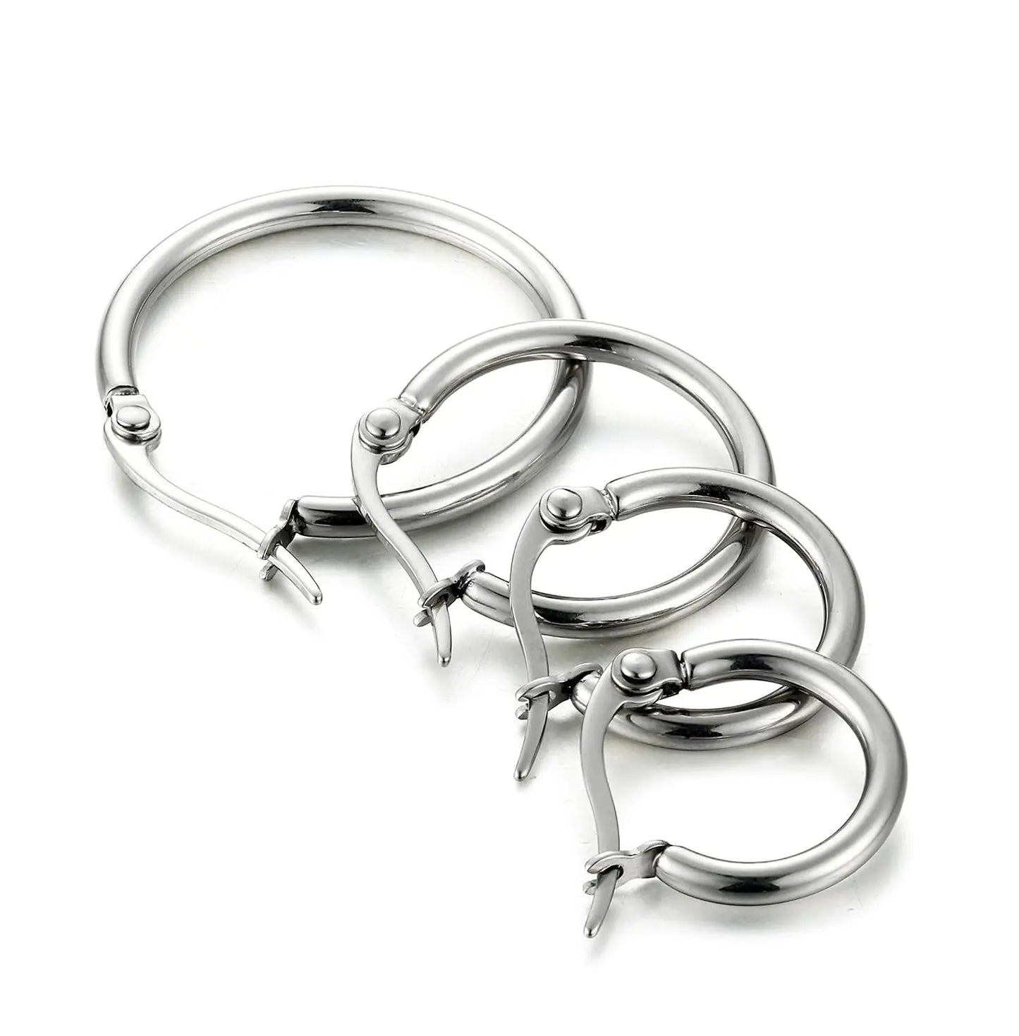 ORAZIO 4 Pairs Stainless Steel Hoop Earrings Set