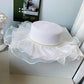 Lolita Style Flat Top Hat Women Summer Sunscreen Straw Hat