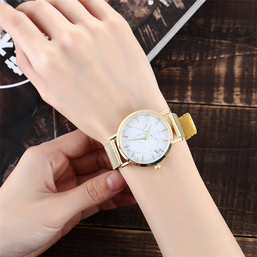 Vansvar fashion brand silver and gold mesh band  wristwatch