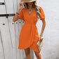 V-neck Short-sleeved Dress Summer Fashion Slim A-line Dresses