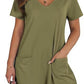 Women Summer Casual Vest Sleeveless Round Neck Jumpsuit Short Belt Pockets