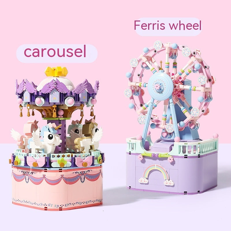 Carousel Music Box Particles Assembled Building Block Toys