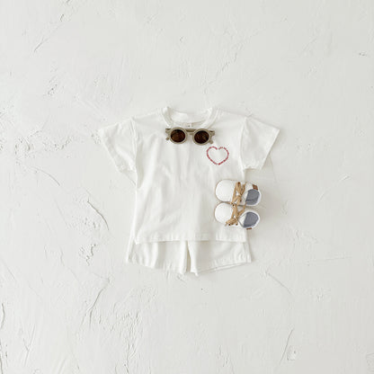 Heart Printing Short Sleeve Suit Korean Style