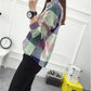 asual Plaid Women Blouses Kimono Vintage Linen Cotton Long Sleeve Blouse Female Shirts Tops