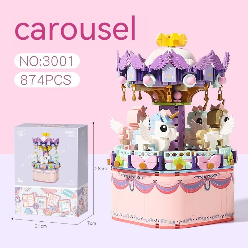 Carousel Music Box Particles Assembled Building Block Toys