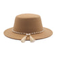 Fashion Flat Brim Top Hat Women Flat Top Woolen Hat