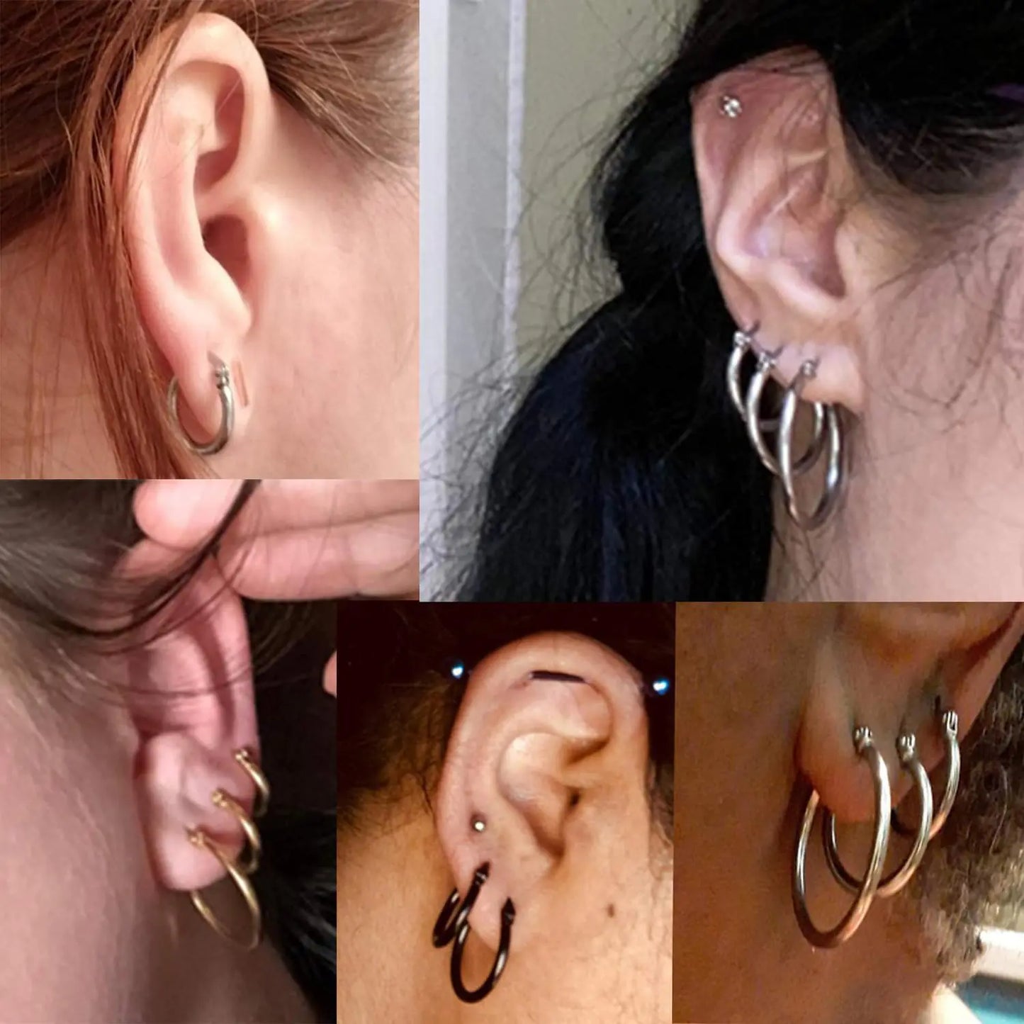 ORAZIO 4 Pairs Stainless Steel Hoop Earrings Set