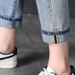 High Waist Nine-point Harem Daddy Women Pants Ripped Jeans Women