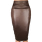 Newly Women High Waist Faux Leather Pencil Skirt