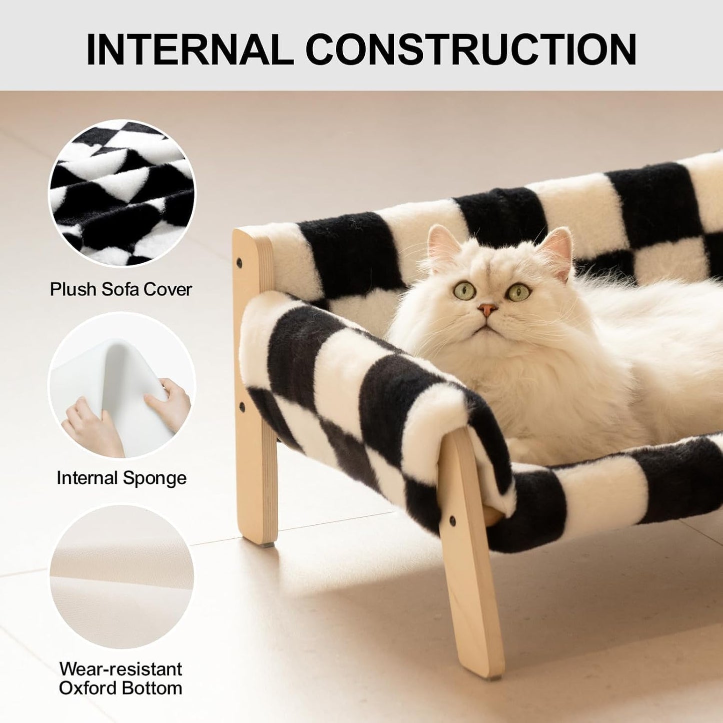MEWOOFUN Raised Cat Bed With Wooden Legs