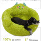 Cute Calming Dog And Cat Bed Indoor High Bolster Donut Dog Beds Comfortable Plush Cuddler Dog Be Size For Small Dogs And Cats Cute Cartoon Soft Bed Green