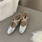 Cross Buckle Flats Women's Retro