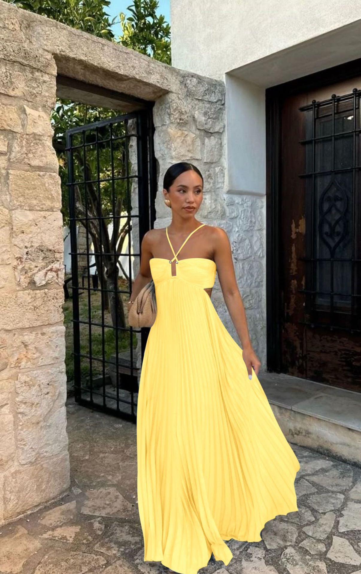 Ins Pleated Sleeveless Sling Dress