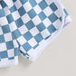 Baby Boy Shorts Short Sleeve Printed Chessboard Plaid Two-piece Set