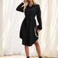 Women's Solid Color Long Sleeve Midi Dress Fall Women Dresses