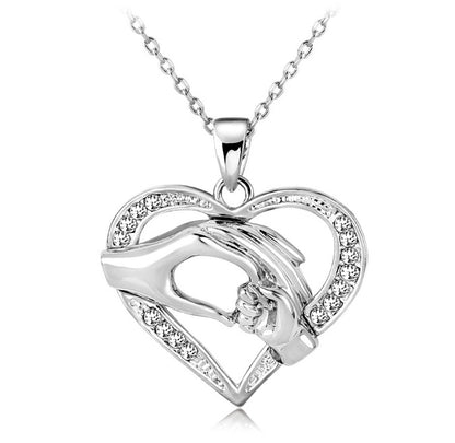 Mens 3 colors Black Chain Love Heart Necklaces for Couples Korean Ladies crystal jewelry new girls women Pendants Model