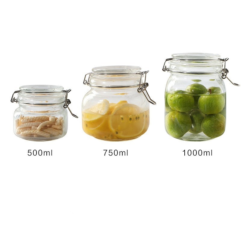 Round Glass Tea Jar Food Storage Box Preservation Container
