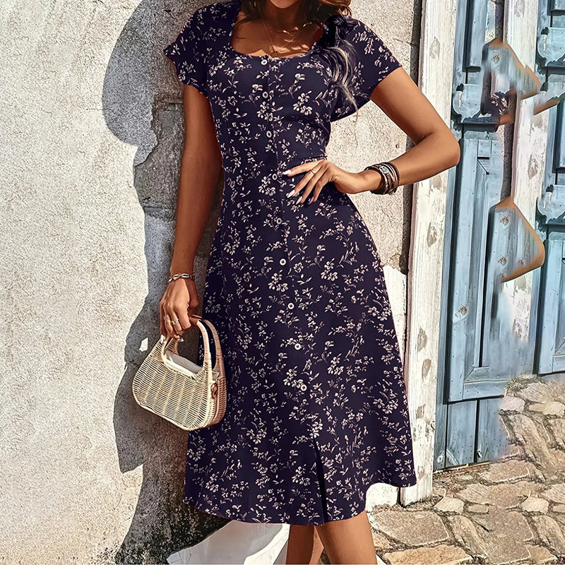 Summer Floral Print Maxi Dress Women