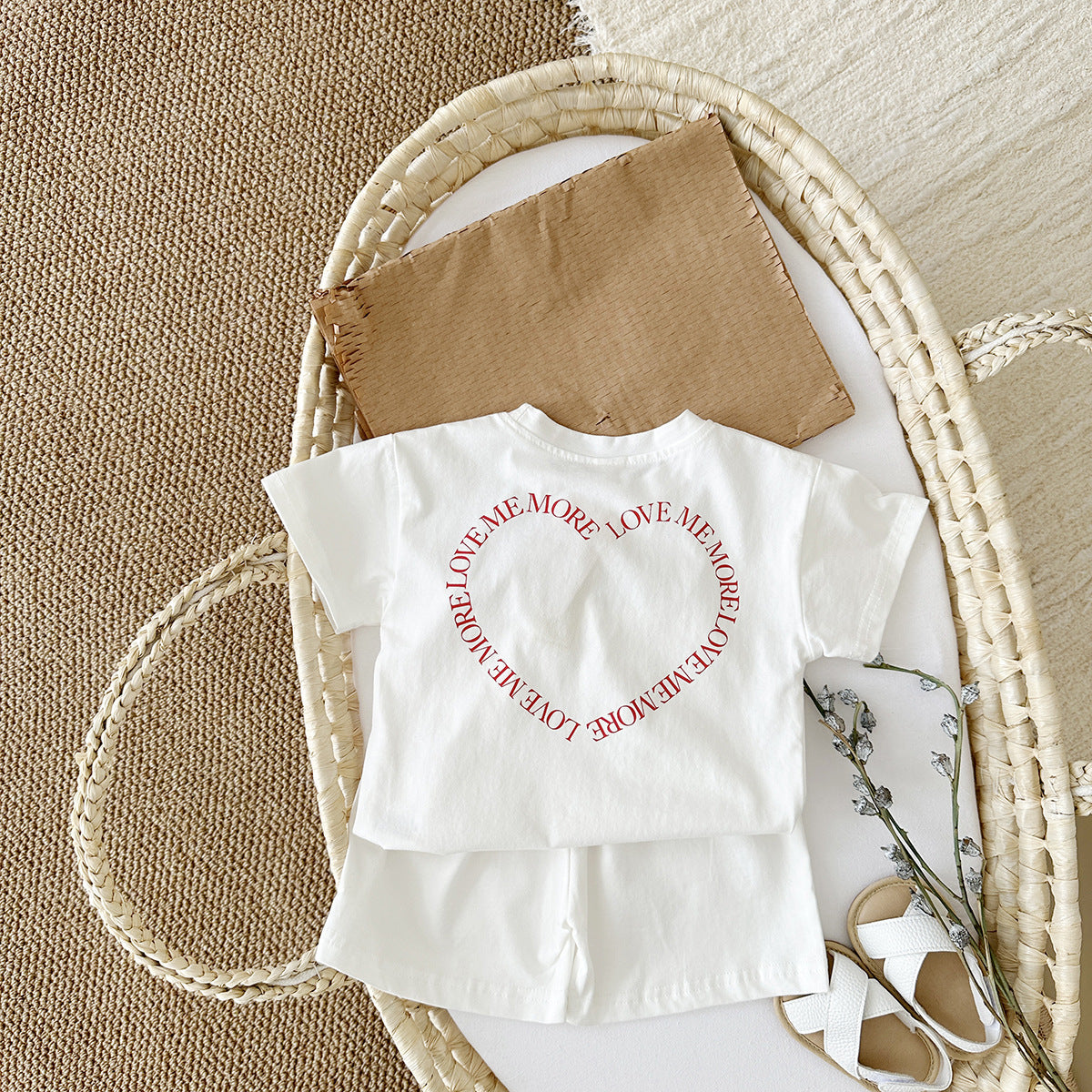 Heart Printing Short Sleeve Suit Korean Style